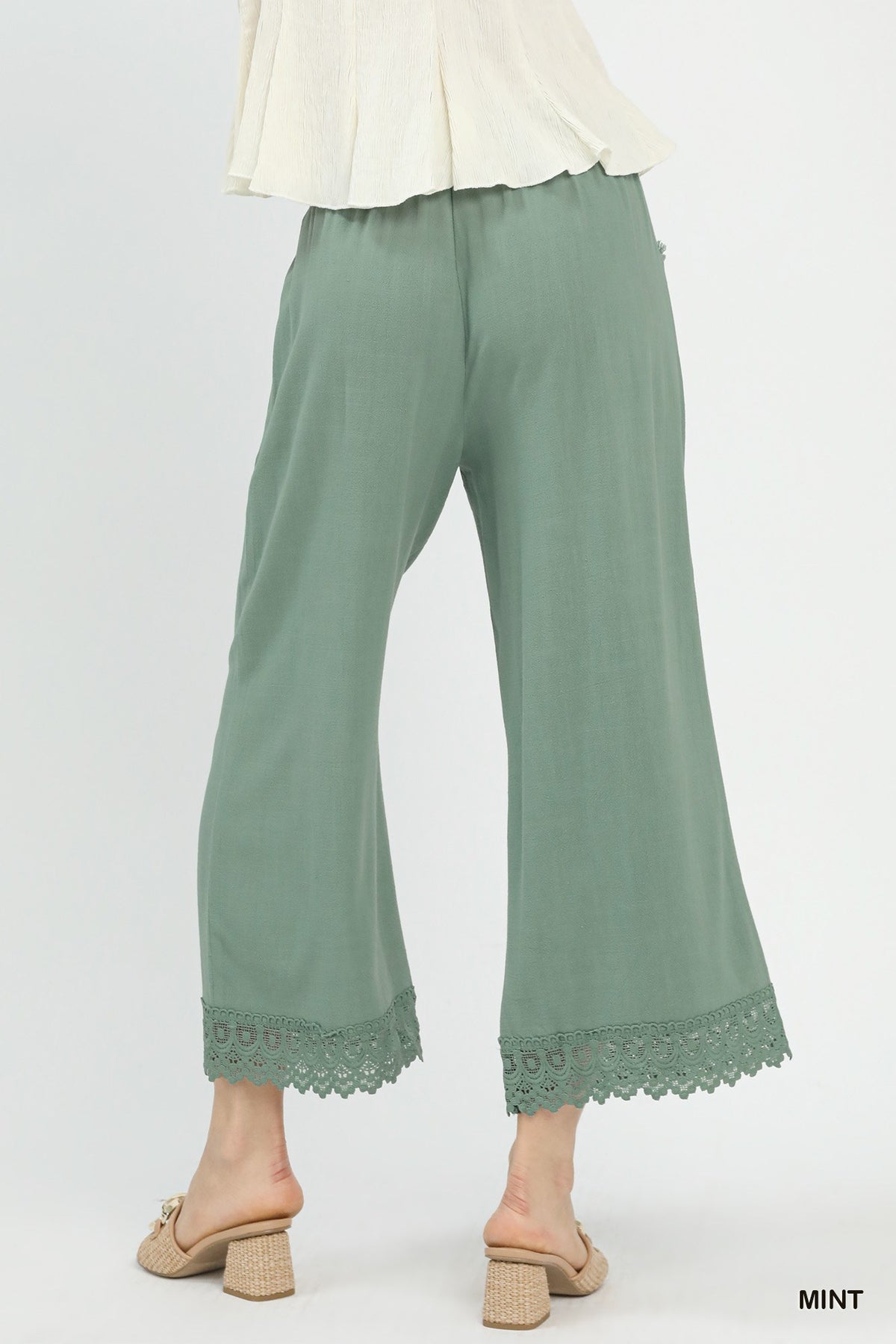 Mint Linen Wide Leg Pants