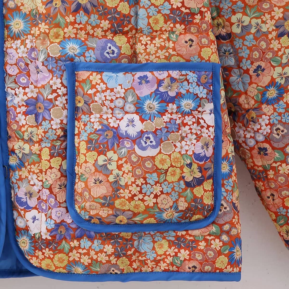 Orange Floral Quilted Jacket