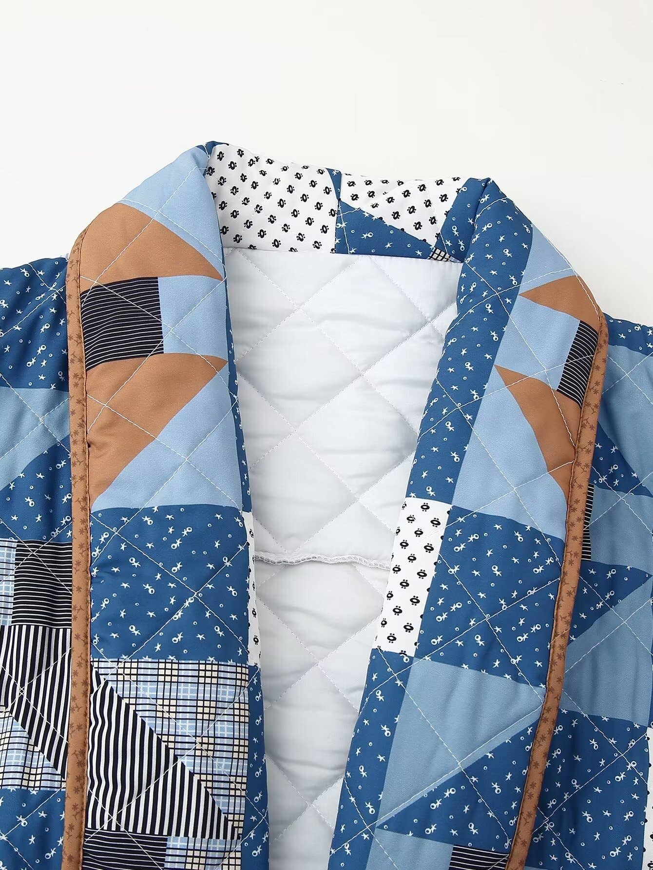 Indigo Nine Patch Quilted Cropped Jacket