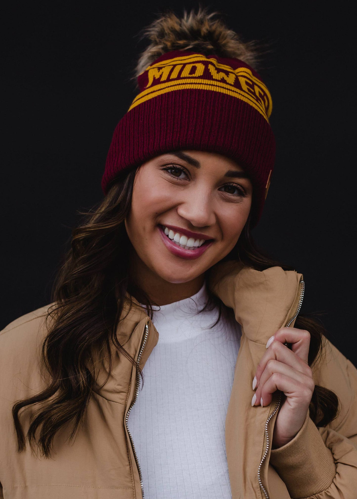 Maroon & Gold Midwest Pom Hat