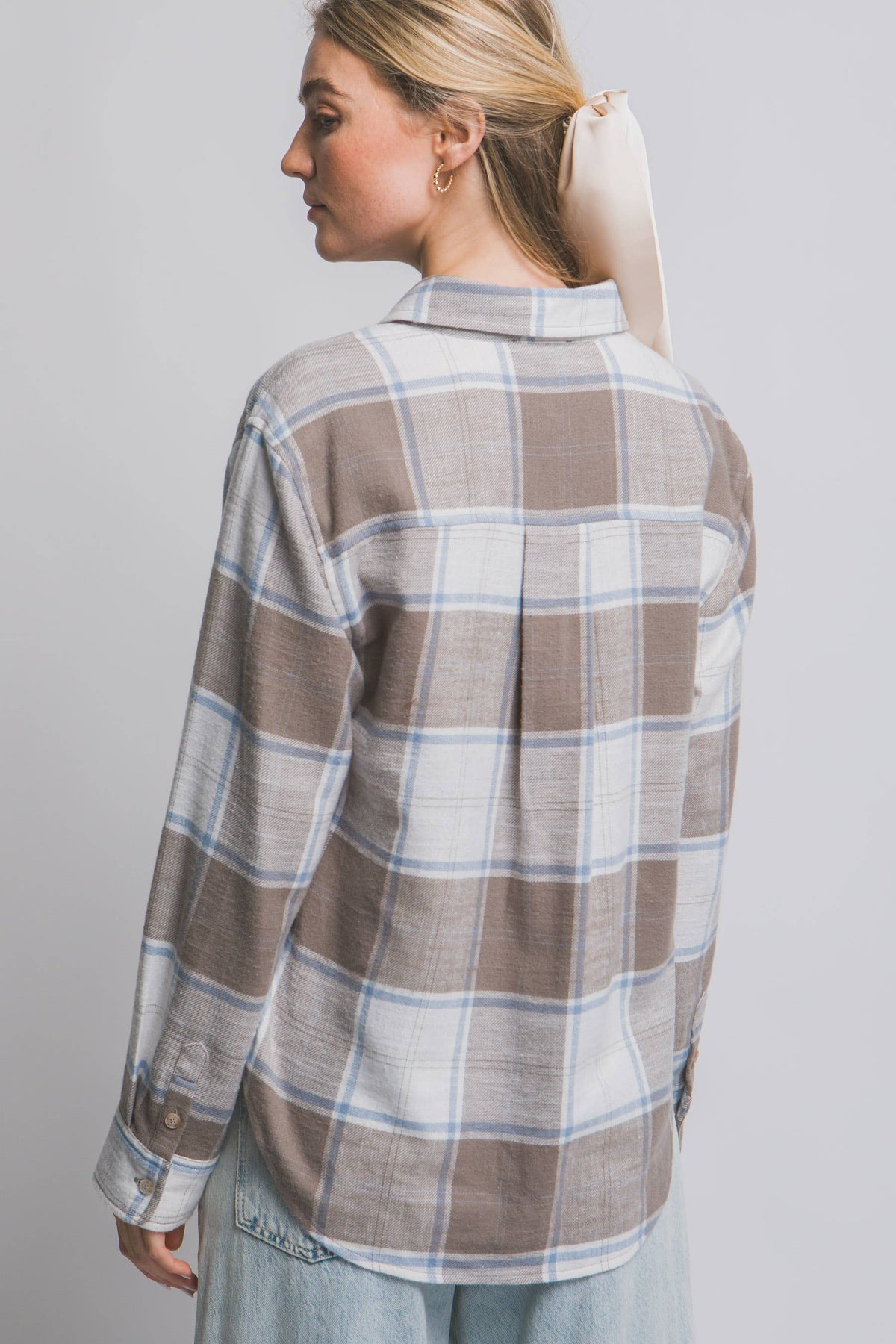 Truffle Plaid Flannel Button-Down Shirt