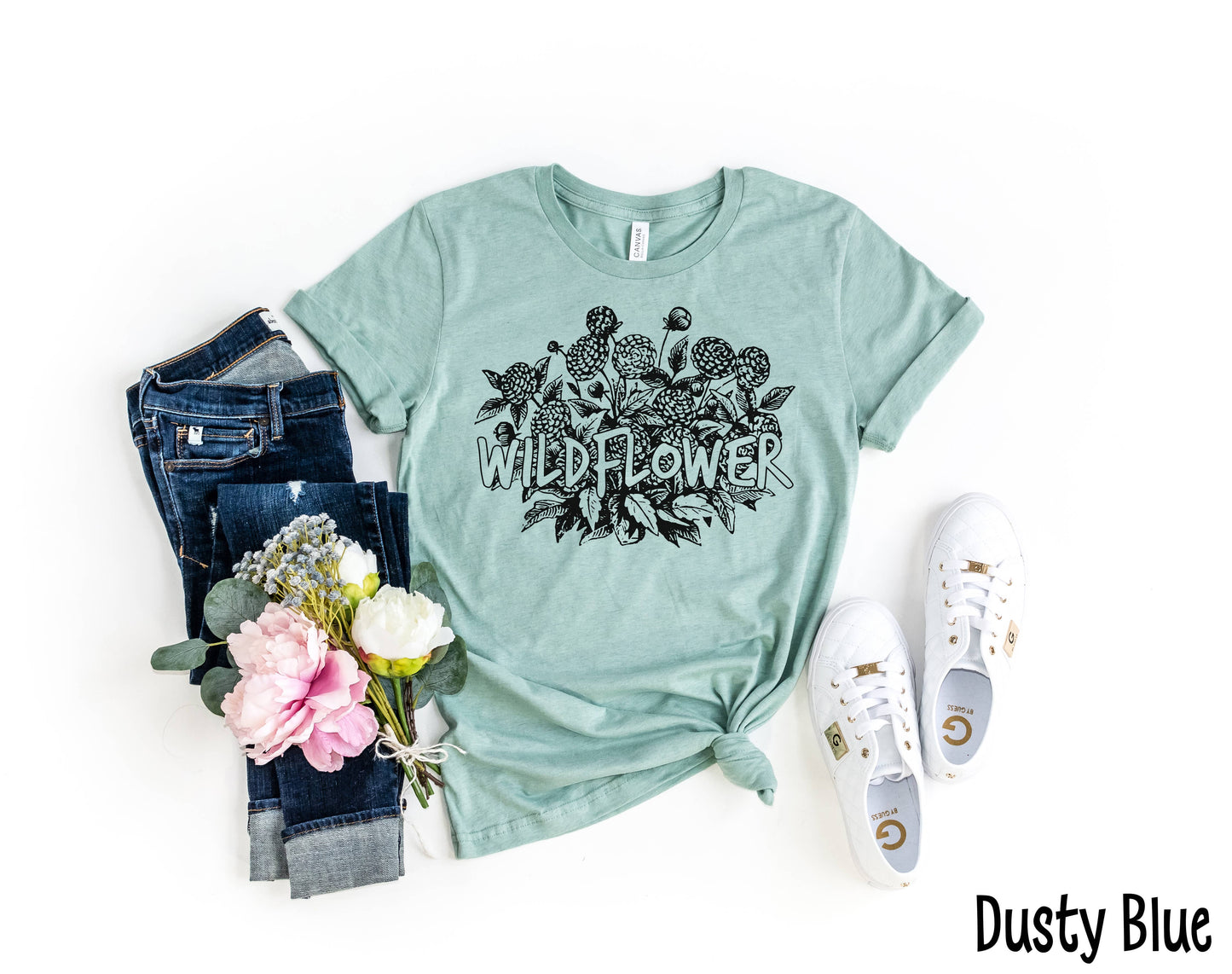 Sale - Wildflower Graphic Dusty Blue Tee