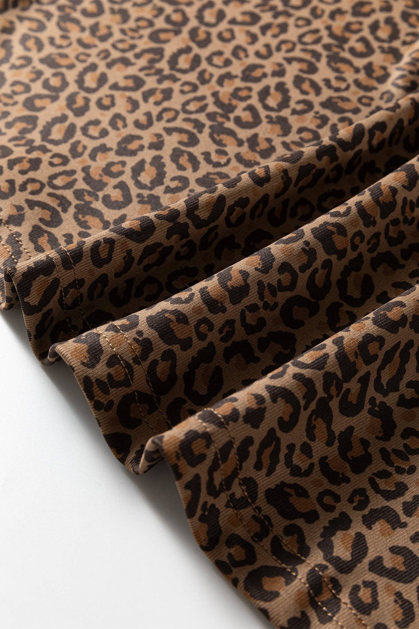 Western Leopard Print Crew Neck Casual Tee