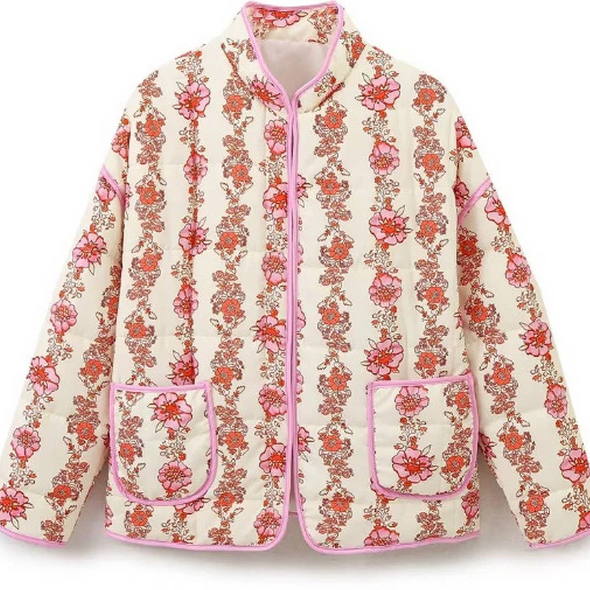 Pink Floral Quilted Jacket