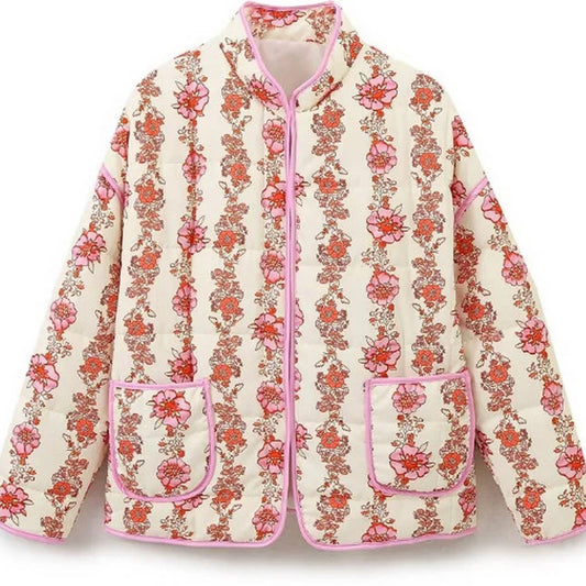Pink Floral Quilted Jacket
