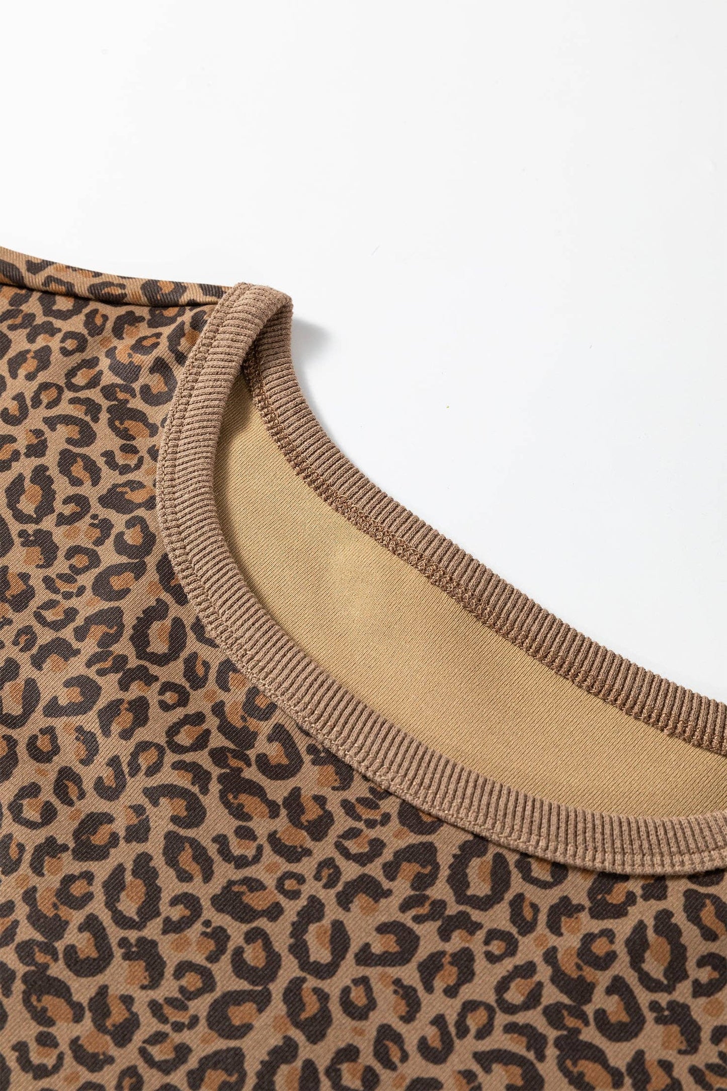 Western Leopard Print Crew Neck Casual Tee