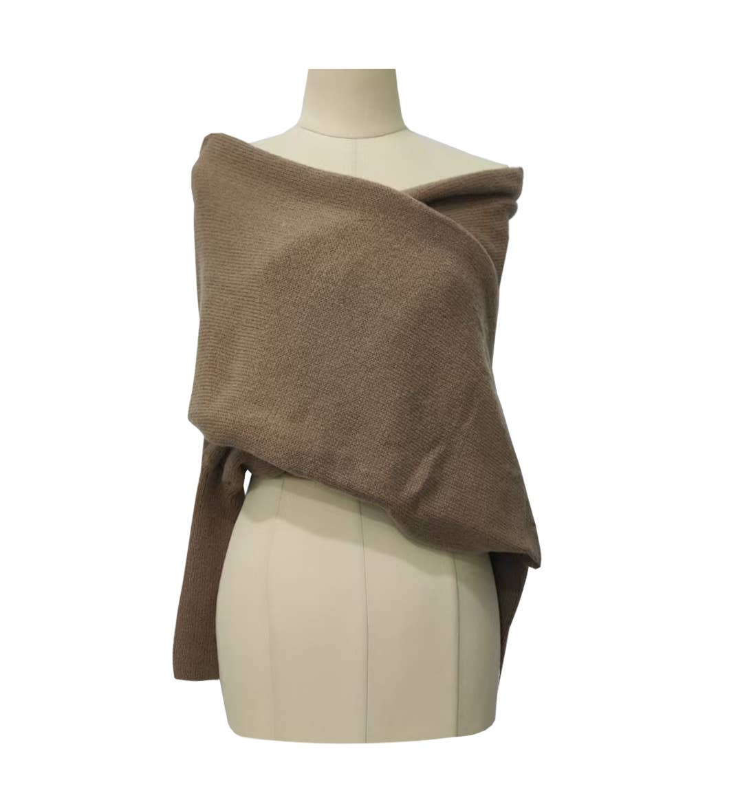 Dark Taupe Versatile Crossover Off Shoulder Knit Jumper