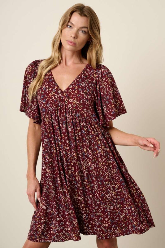 Animal Print Babydoll Dress