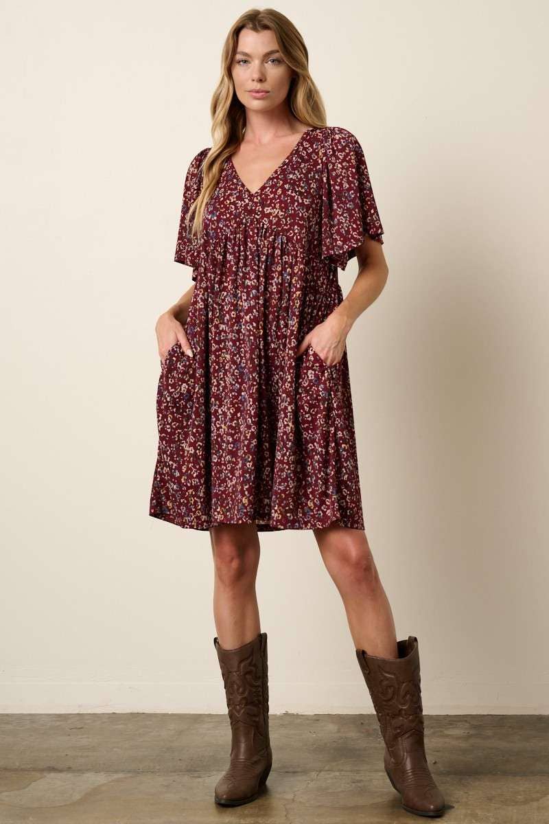 Animal Print Babydoll Dress