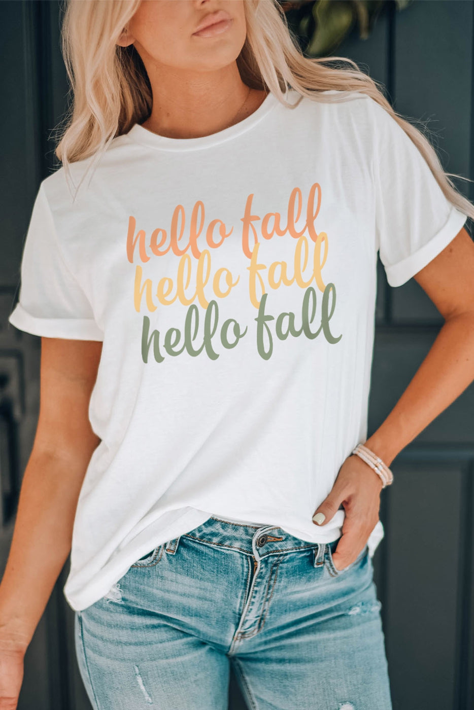 Sale - Hello Fall Graphic Print Top