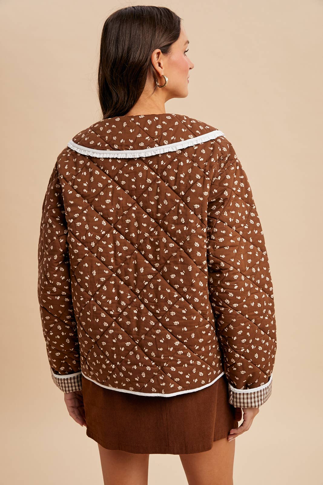 Chestnut Quilted Doll Collar Puffer Jacket