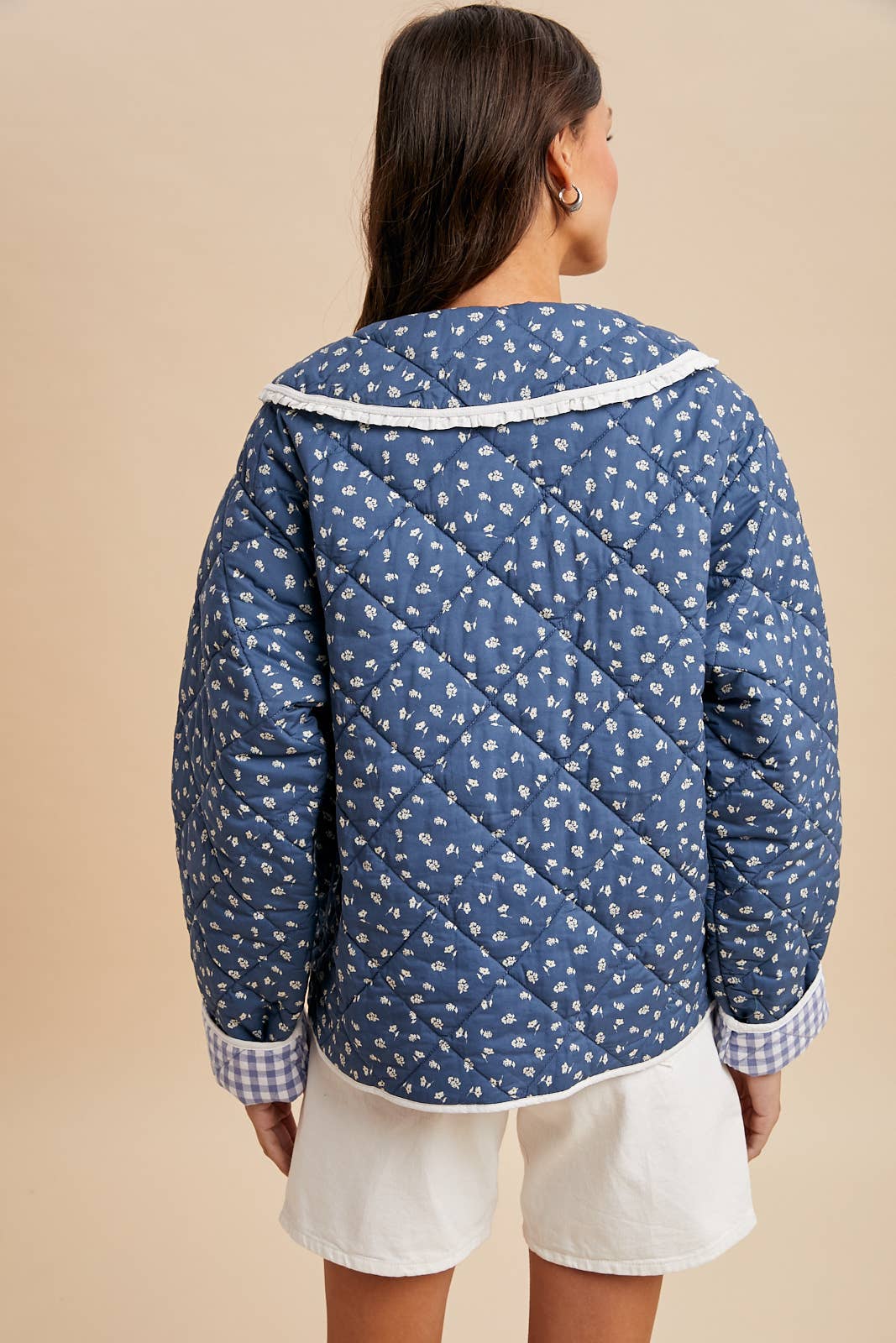 Indigo Quilted Doll Collar Puffer Jacket