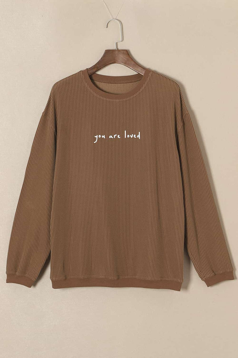 Khaki Ribbed Long Sleeve with Graphic Print