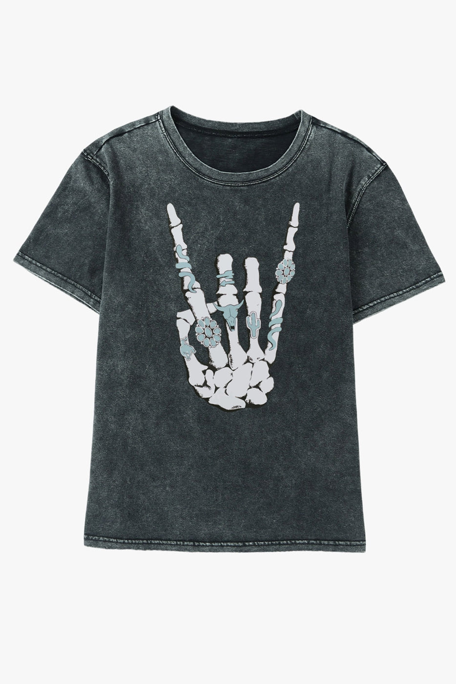 Sale - Skull Turquoise Graphic Print T Shirt