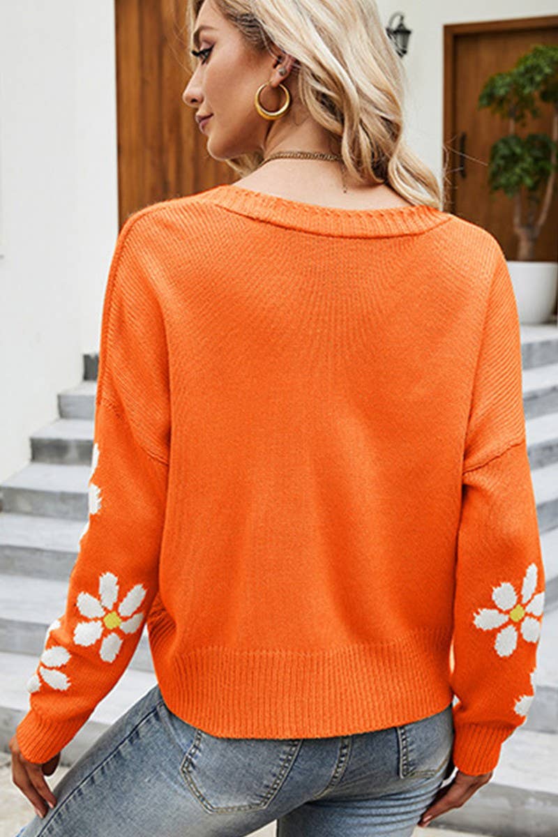 Sale - Purple Flower Button Up Knit Cardigan