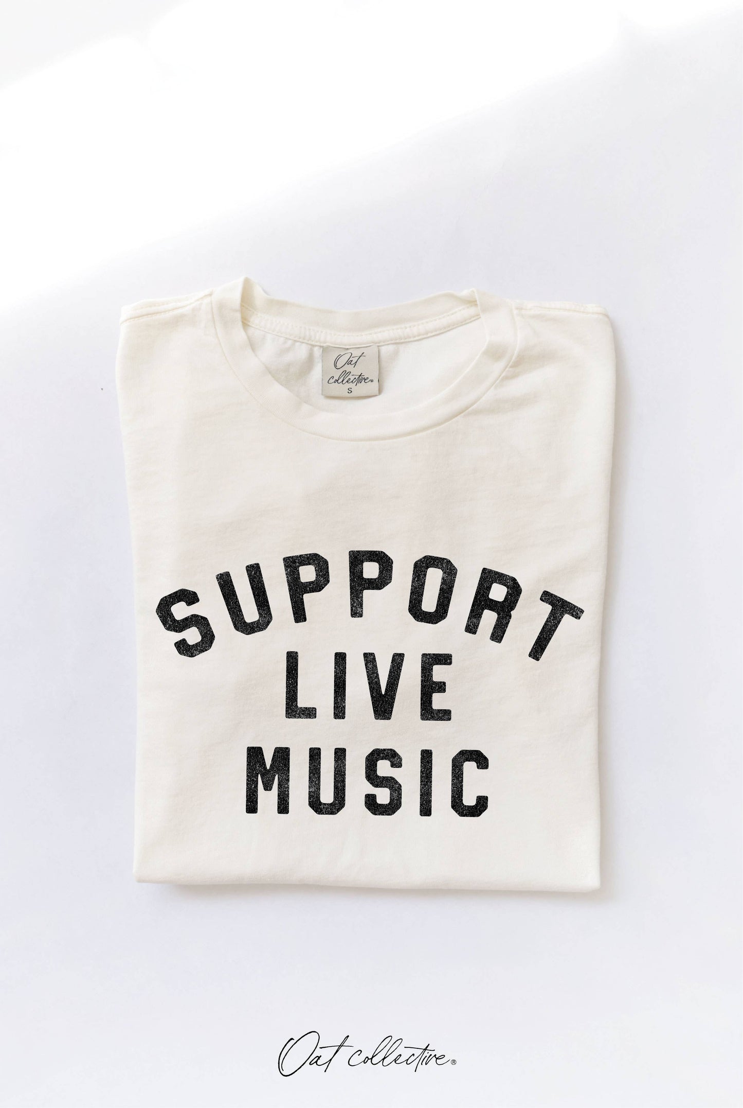 SUPPORT LIVE MUSIC Mineral Graphic Top - Cream