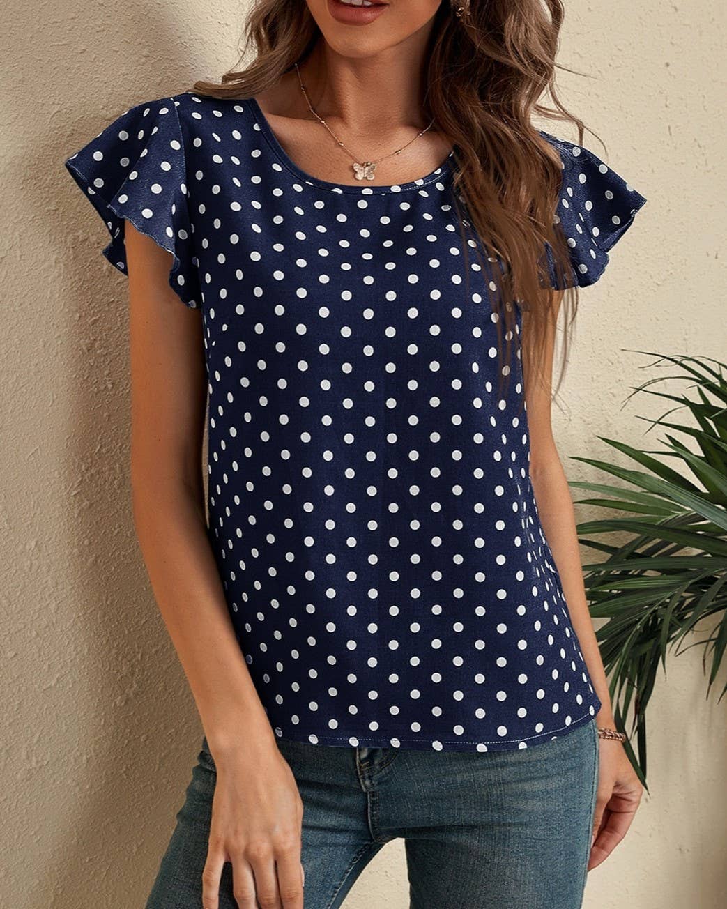 $10 Rack - Polka Dot Short-Sleeved Blouse