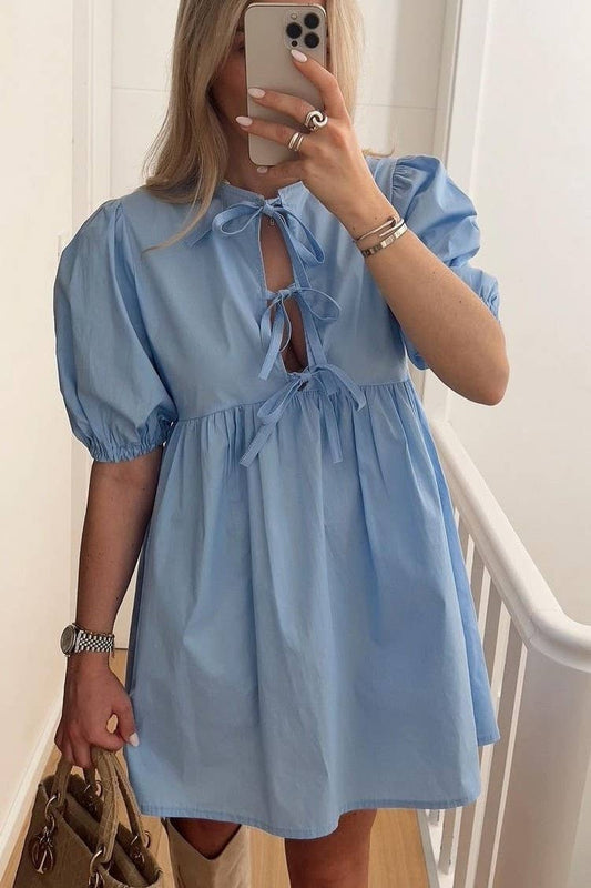 Tie Front Tiered Babydoll Dress