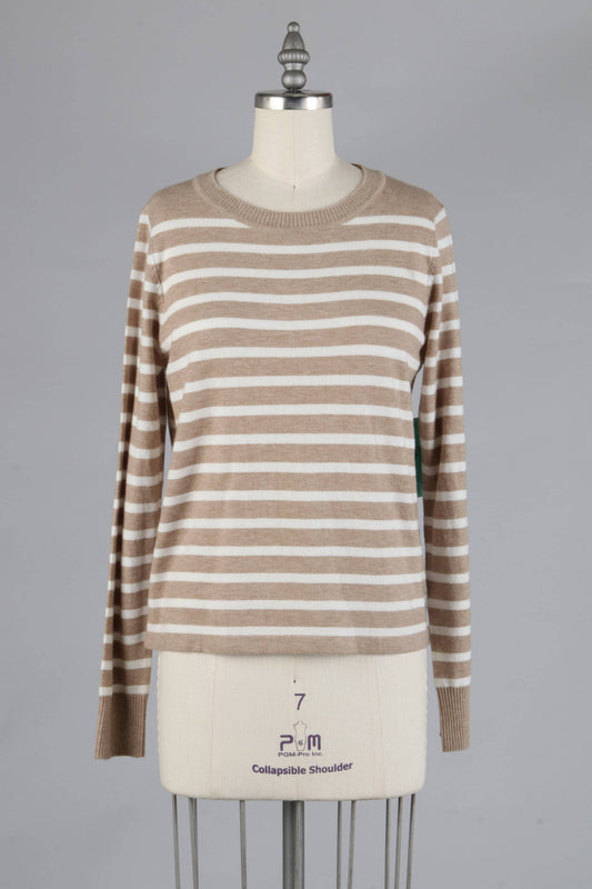 Knit Oatmeal Ivory Stripe Sweater