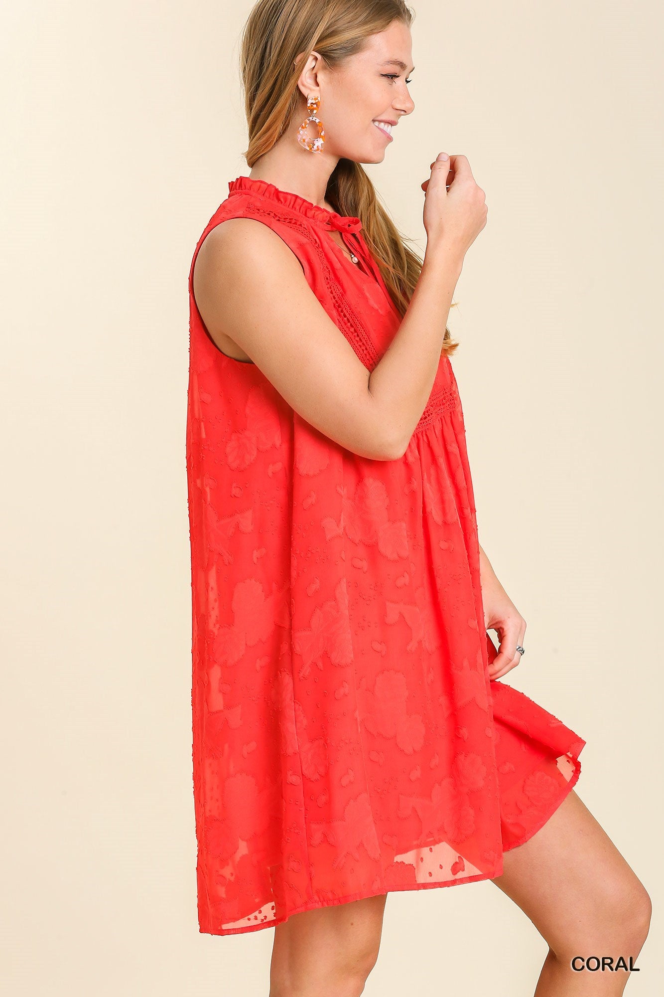 Coral Red Shift Dress