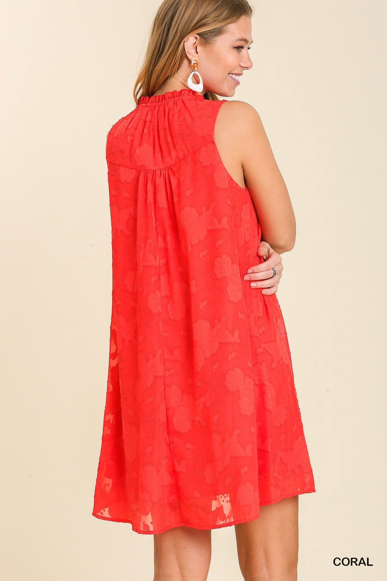 Coral Red Shift Dress