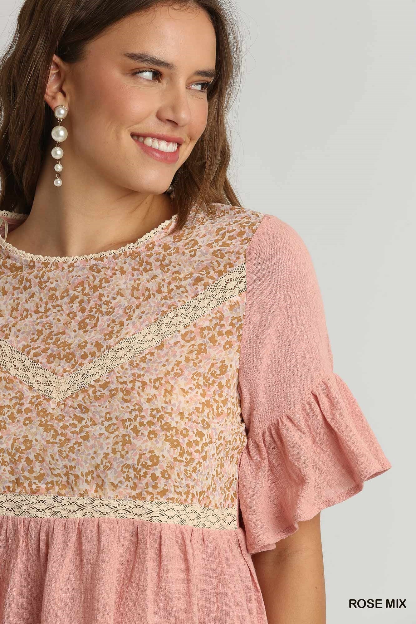 Rose Mix Short Sleeve Top