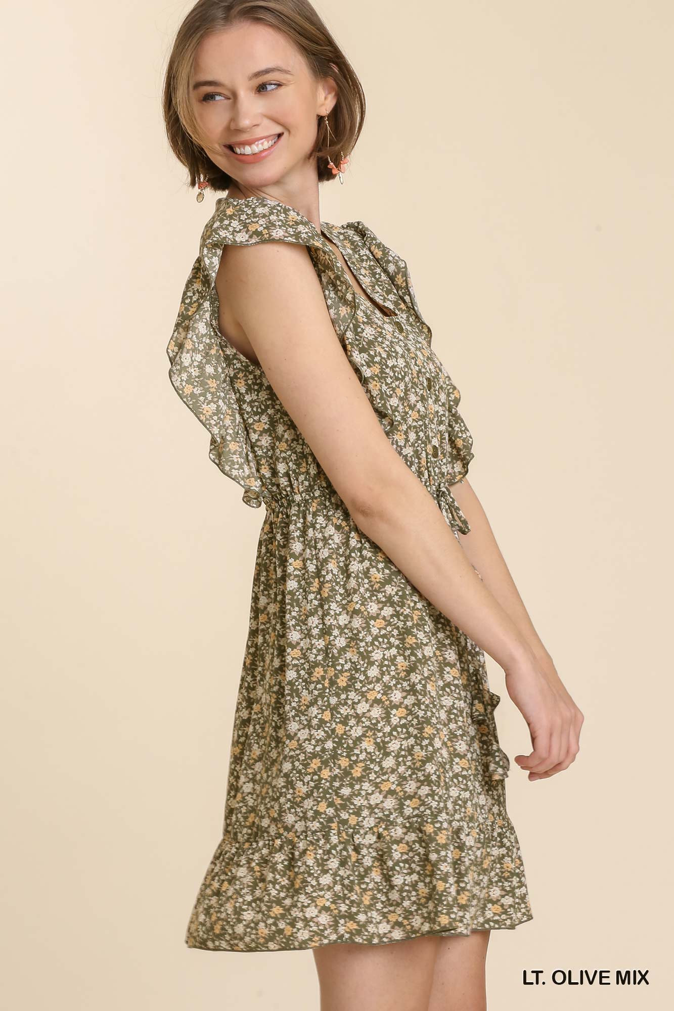 Sale - Olive Mix Floral Dress