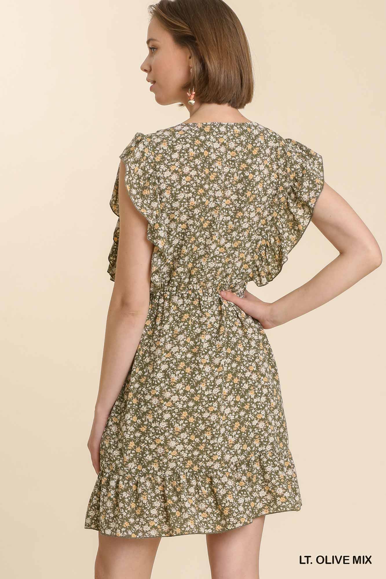 Sale - Olive Mix Floral Dress