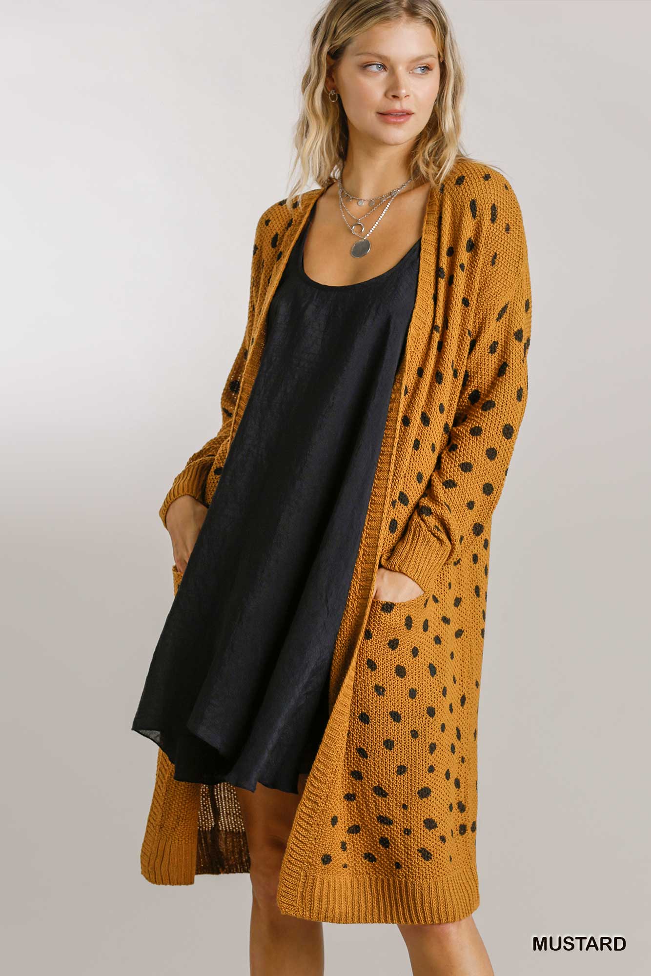 Mustard Dot Duster Cardigan