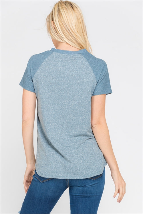 $10 Rack - Blue Pocket Short Sleeve Top