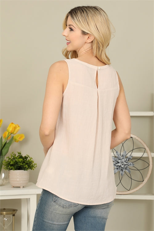 Blush Lace Detail Tank Top