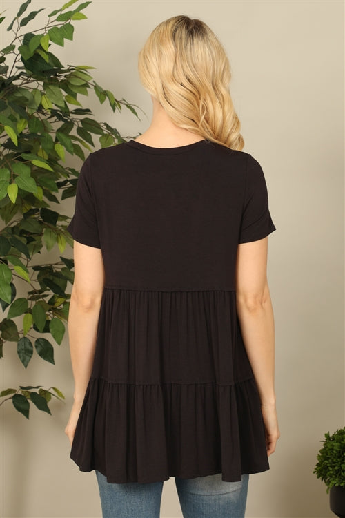 Black Tiered Short Sleeve Top