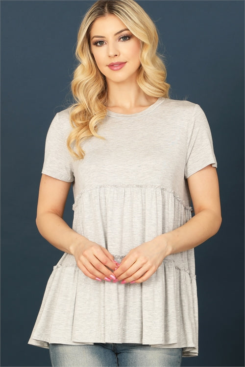 Gray Tiered Short Sleeve Top