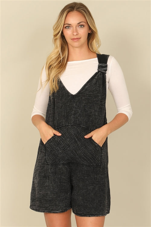Sale - Black Kangaroo Pocket Romper