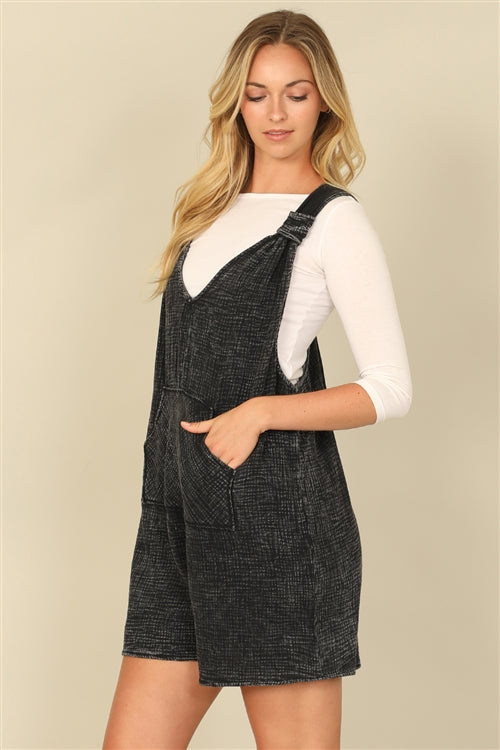 Sale - Black Kangaroo Pocket Romper