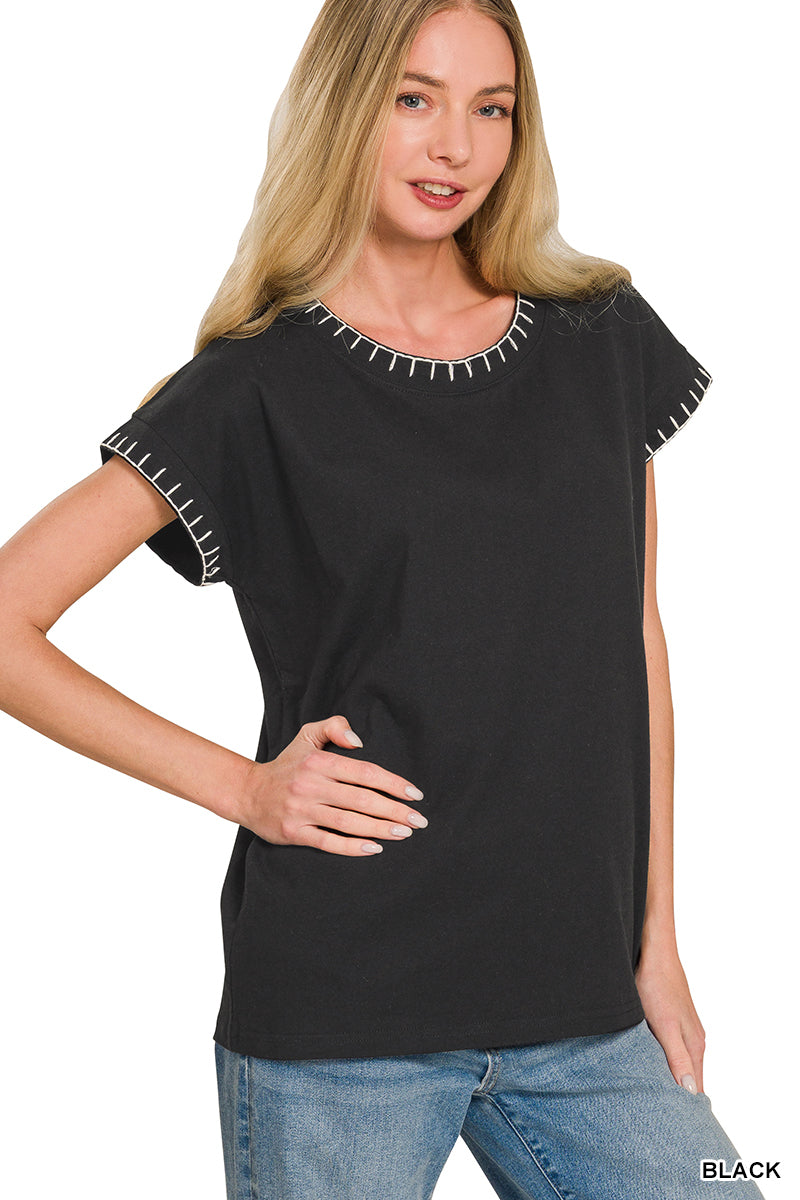 Black Stitch Detail Top