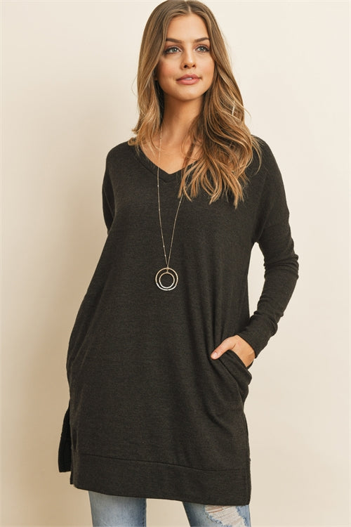 Black Brushed Sweater Top