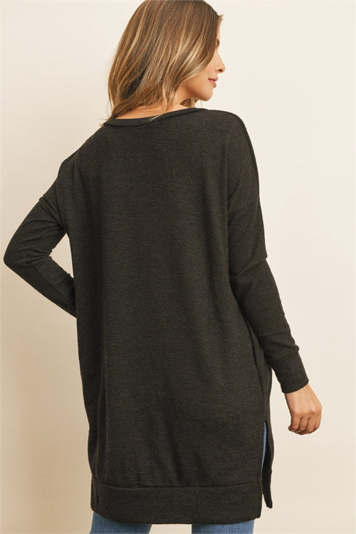 Black Brushed Sweater Top