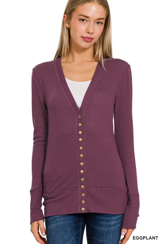 Eggplant Snap Cardigan