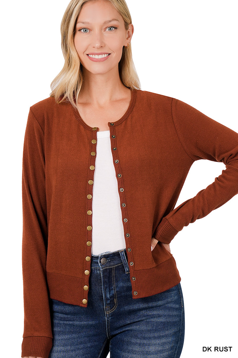 Dark Rust Button Up Cardigan