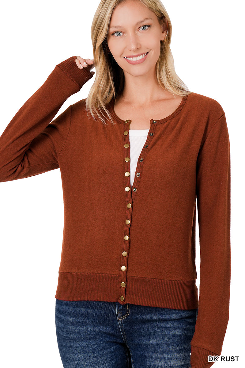 Dark Rust Button Up Cardigan