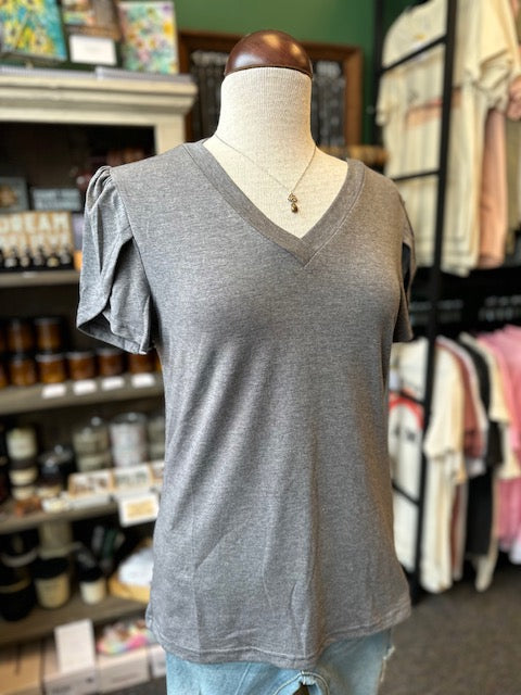 $10 Rack - Carbon Gray Sleeve V-Neck T-Shirt