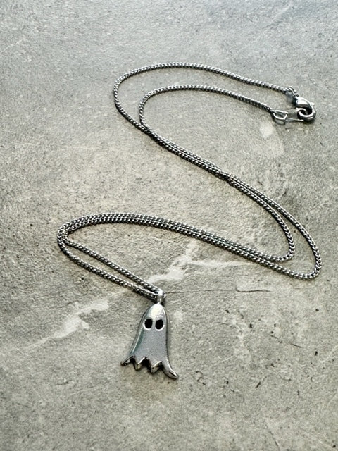 Silver Ghost Charm Necklace