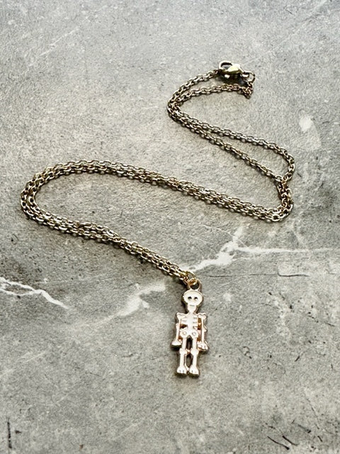 Gold Skeleton Charm Necklace