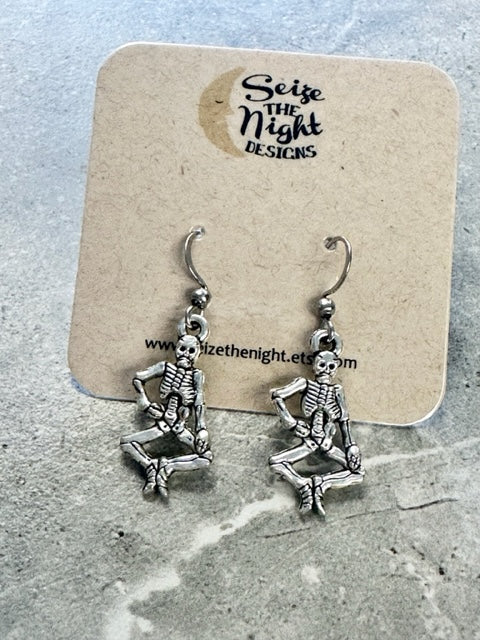 Silver Skeleton Dangle Earrings