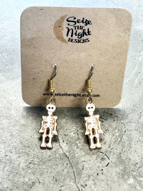 Gold Skeleton Dangle Earrings