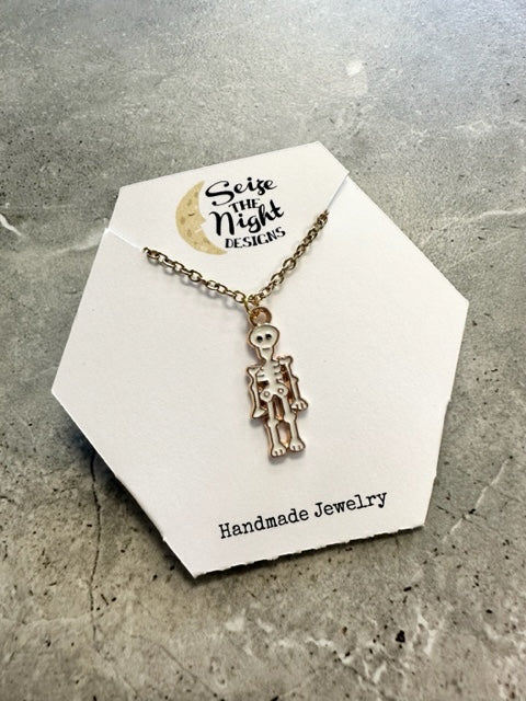 Gold Skeleton Charm Necklace