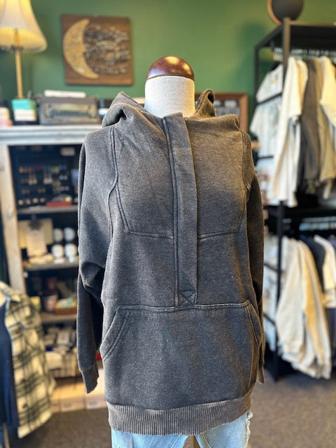 Black Fleece Oversized 1/4 Zip Kangaroo Pocket Hoodie
