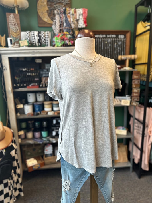 Heather Gray Basic Short Sleeve Top