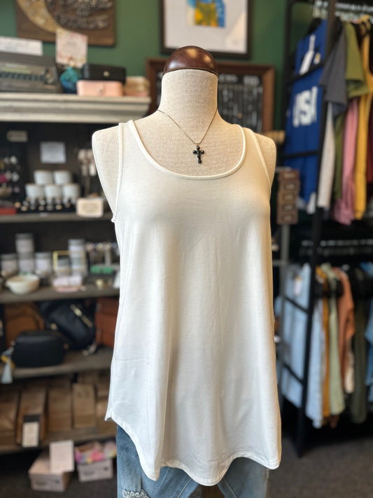 Ivory Sleeveless Round Neck Tank Top